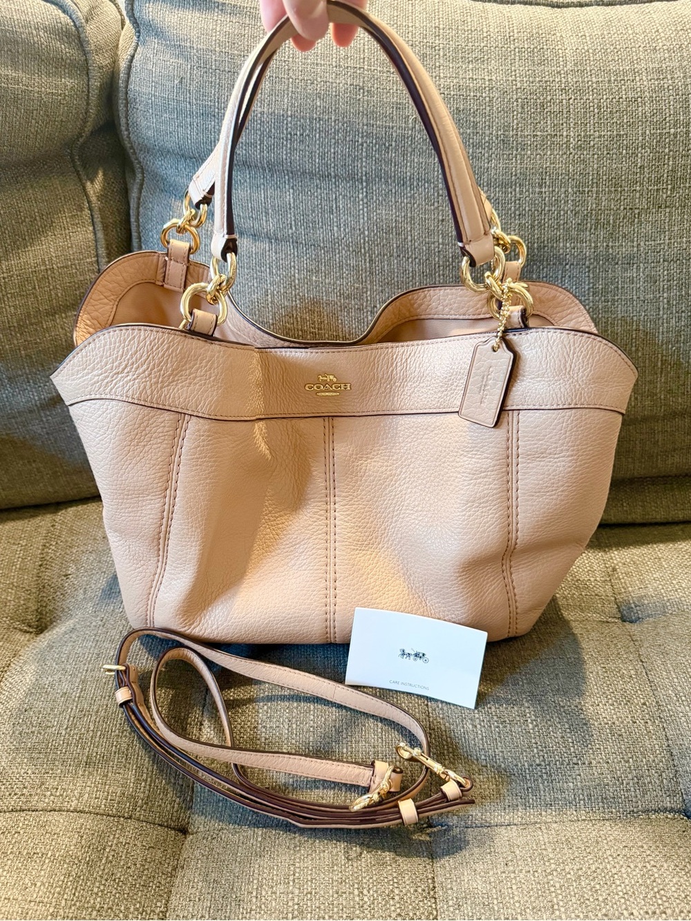 coach lexy blush pink pebbled leather purse